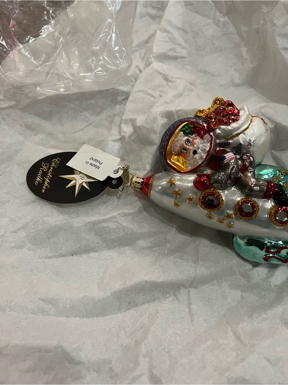 Christopher Radko Silver Santa Ornament - Festive Holiday Accessory